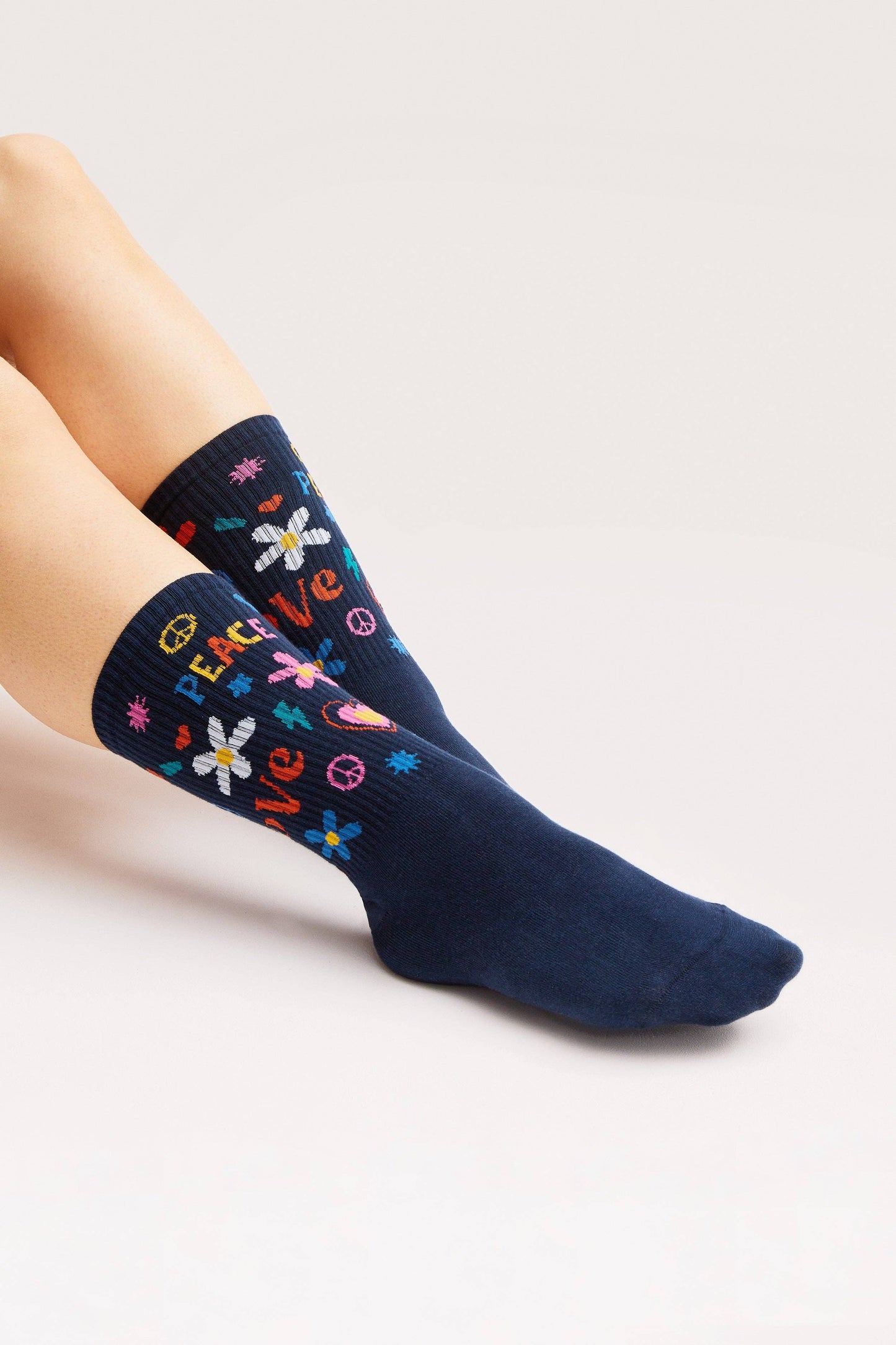 Happy Hippie Socks - Blauwe sokken met kleurrijk patroon