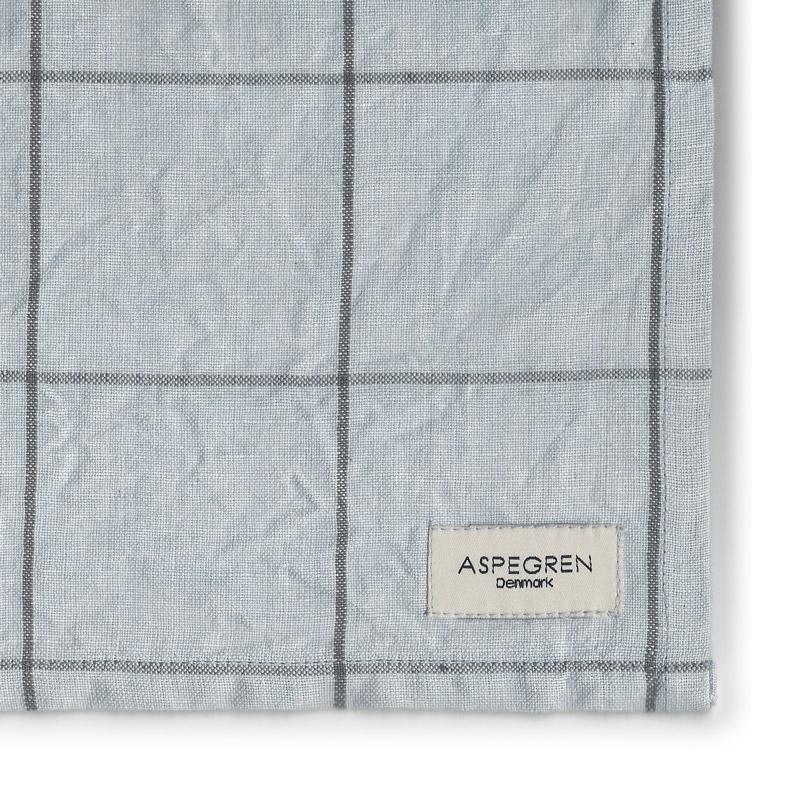 Close-up van Aspegren keukenhanddoek in blauw-grijze tinten