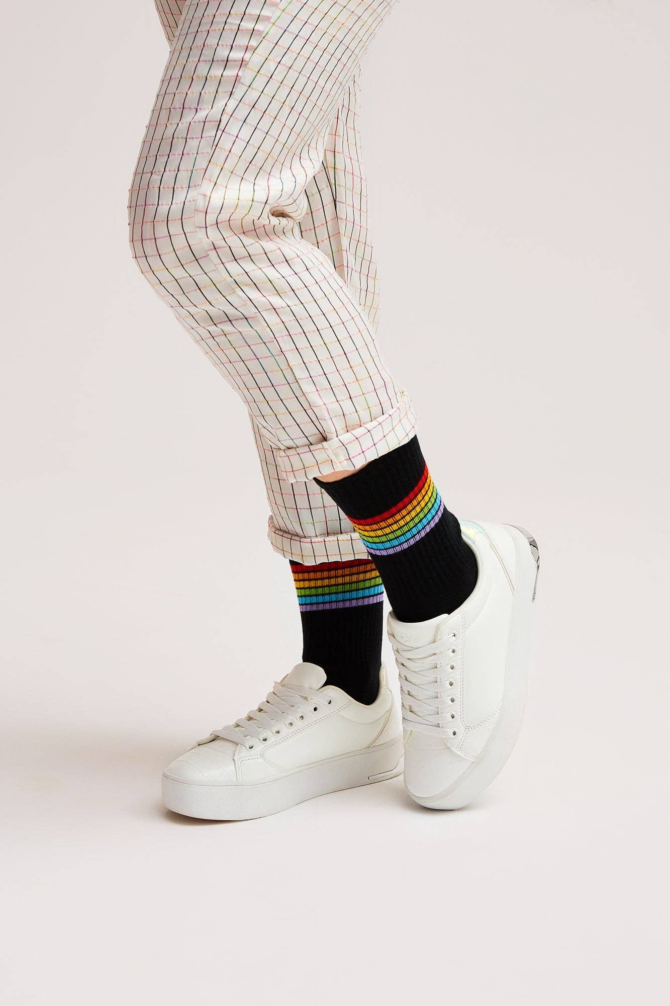 Stripes Socks Black - Biologische Crew-sokken met strepen