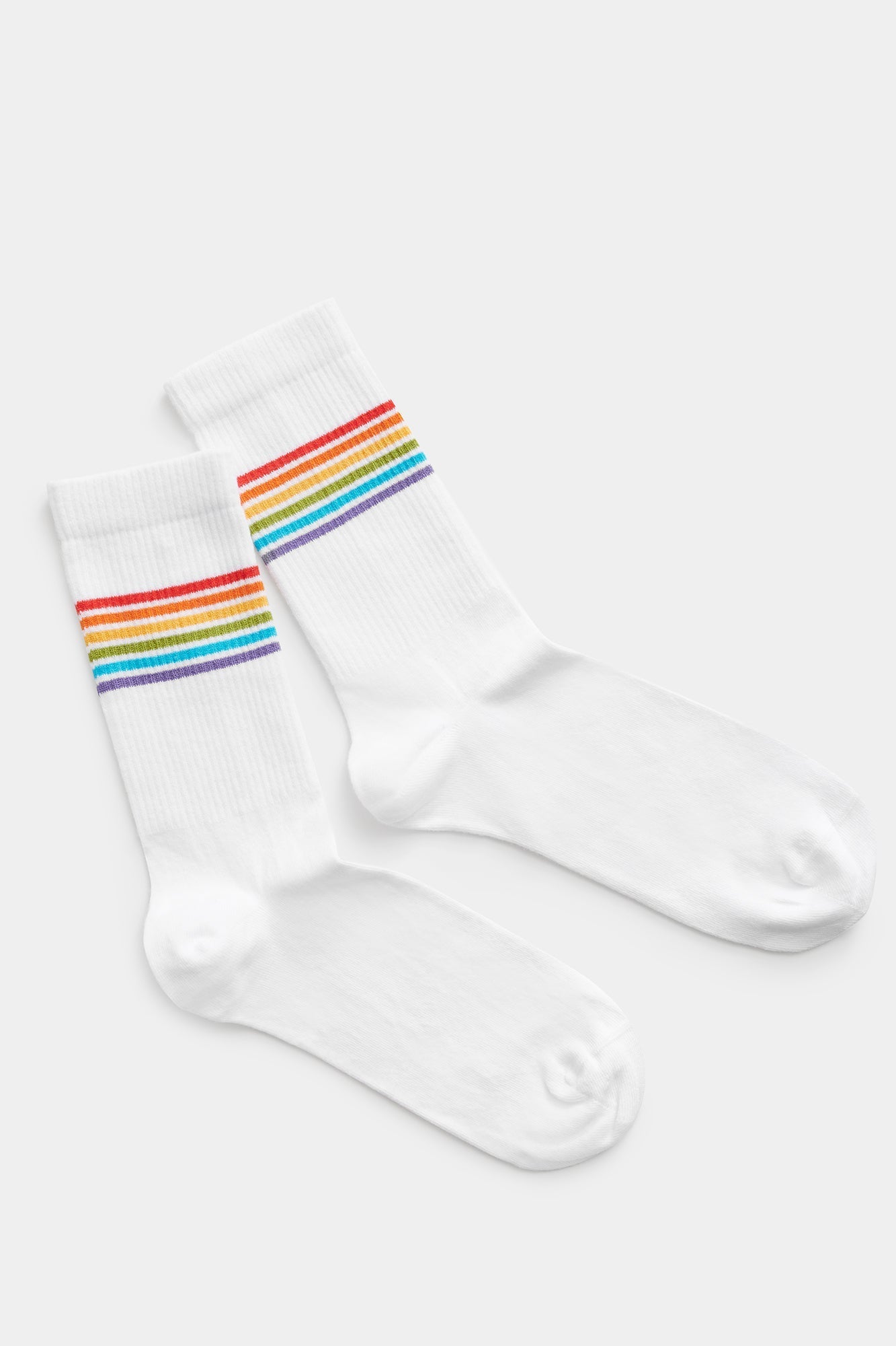 'Rainbow Stripes' Sokken - White