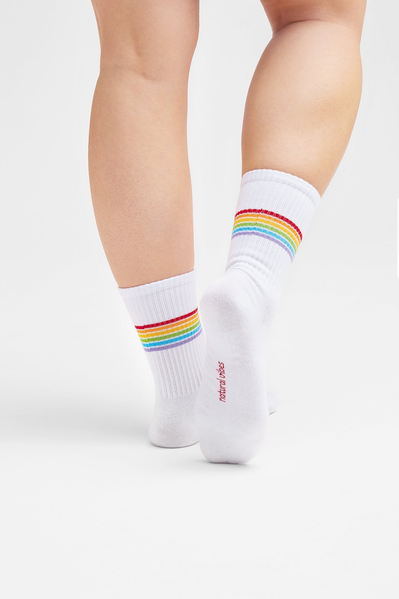 Stripes socks White - Organische sokken met regenboogstrepen