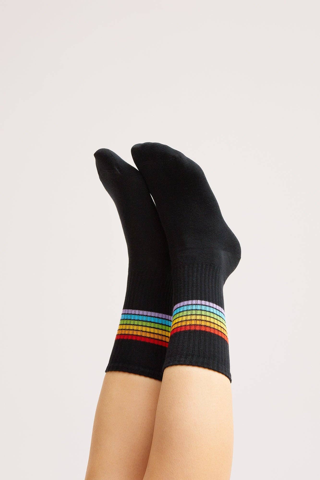 Stripes Socks Black - Biologische Crew-sokken met strepen