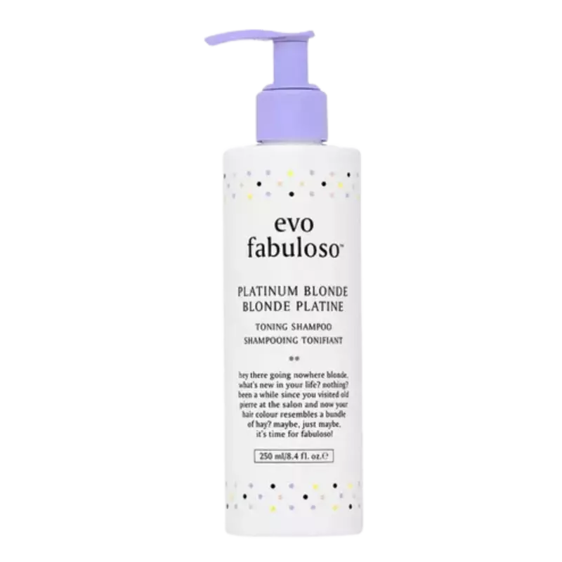 Evo fabuloso platinum blonde shampoo is geschikt voor blond, geblondeerd, highlights en natuurlijk grijs of wit haar dat snel een warme, gelige of doffe gloed krijgt. Dankzij de milde, hydraterende formule is deze shampoo zacht genoeg voor beschadigd of chemisch behandeld haar.