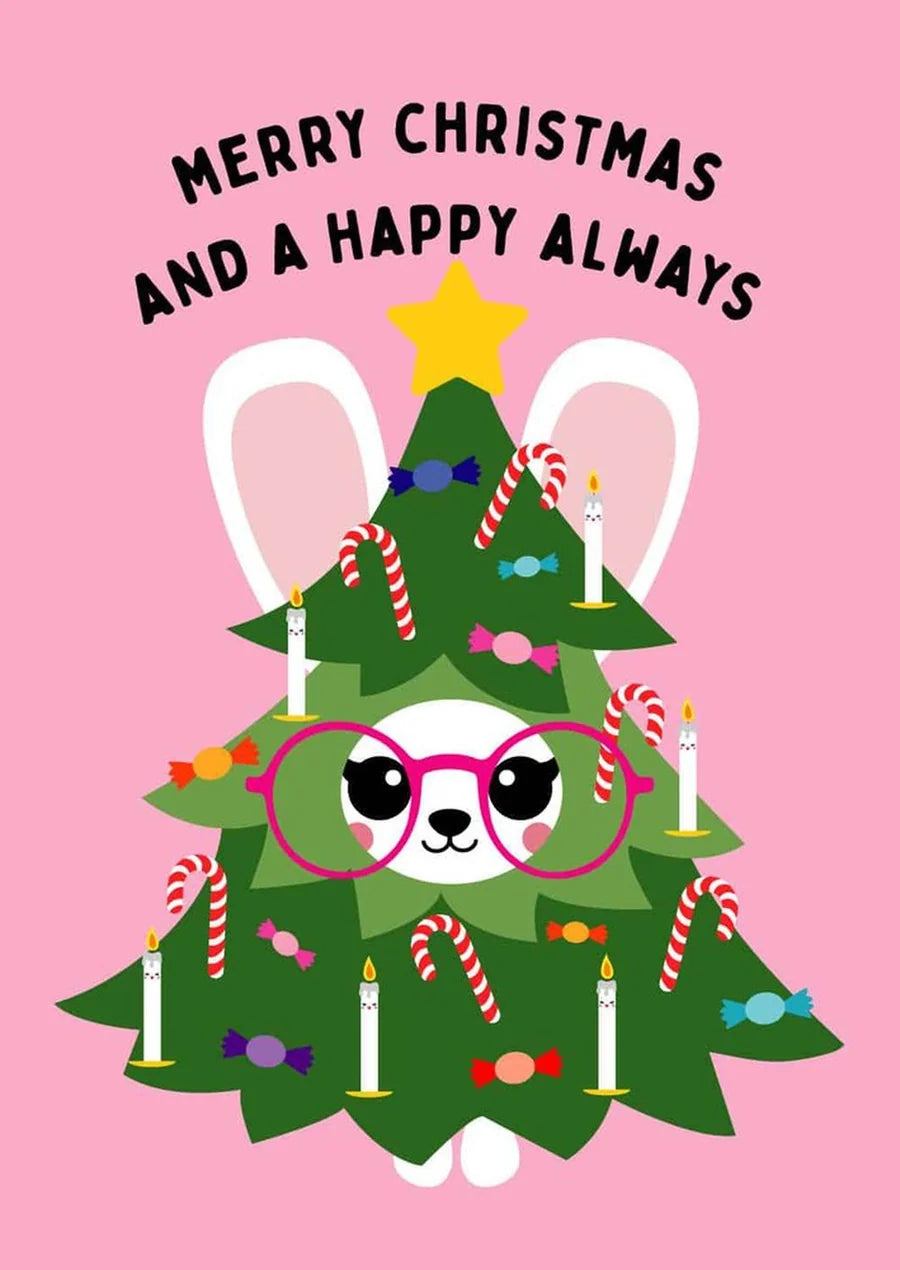 Postkaart A merry christmas and a happy always Studio Inktvis