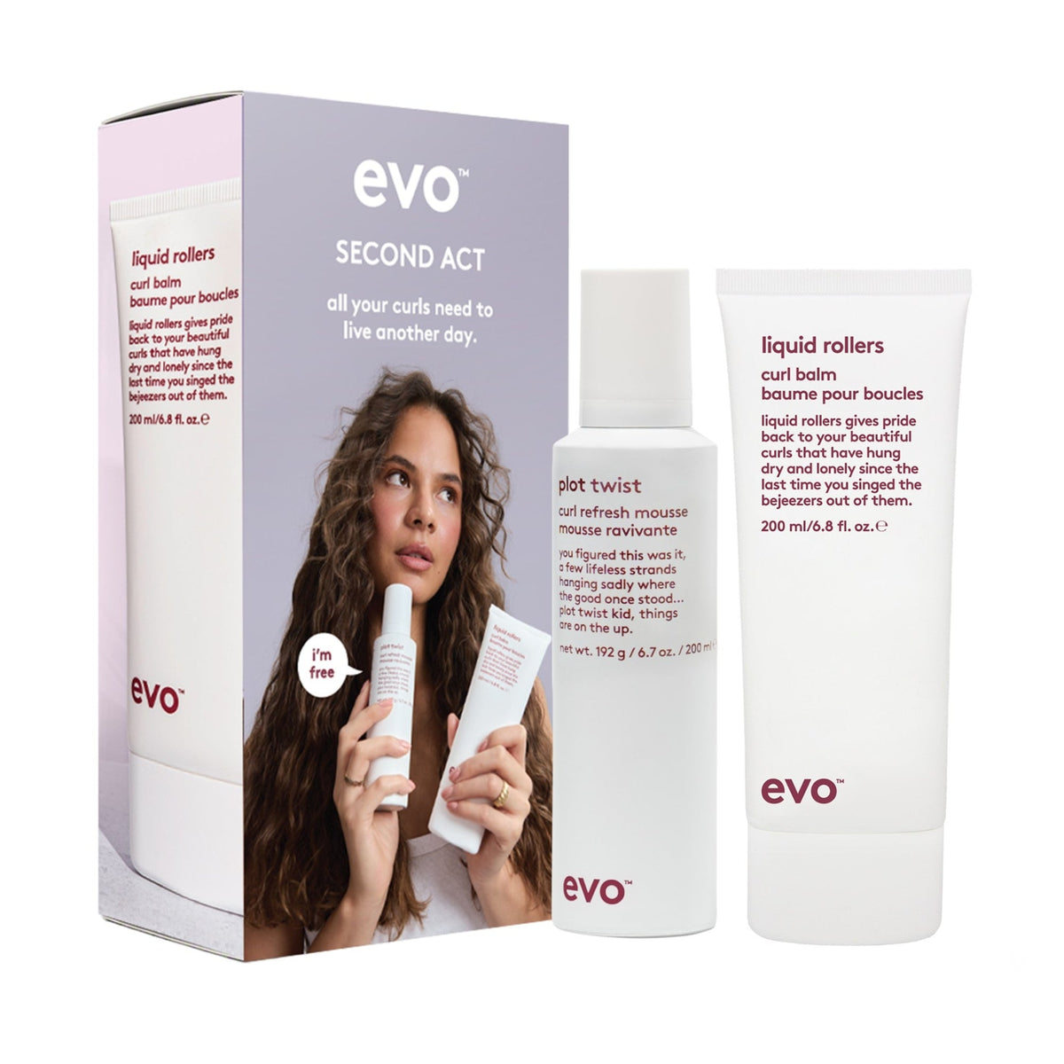EVO Second Act Curl Gift Set met Liquid Rollers Curl Balm en Plot Twist Curl Refresh Mousse