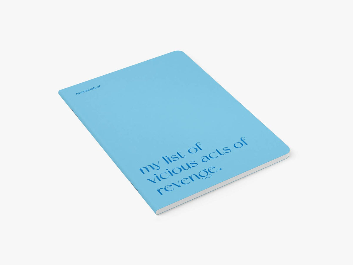 Notitieboek 'My list of vicious acts of revenge' van typealive, schuin bovenaanzicht