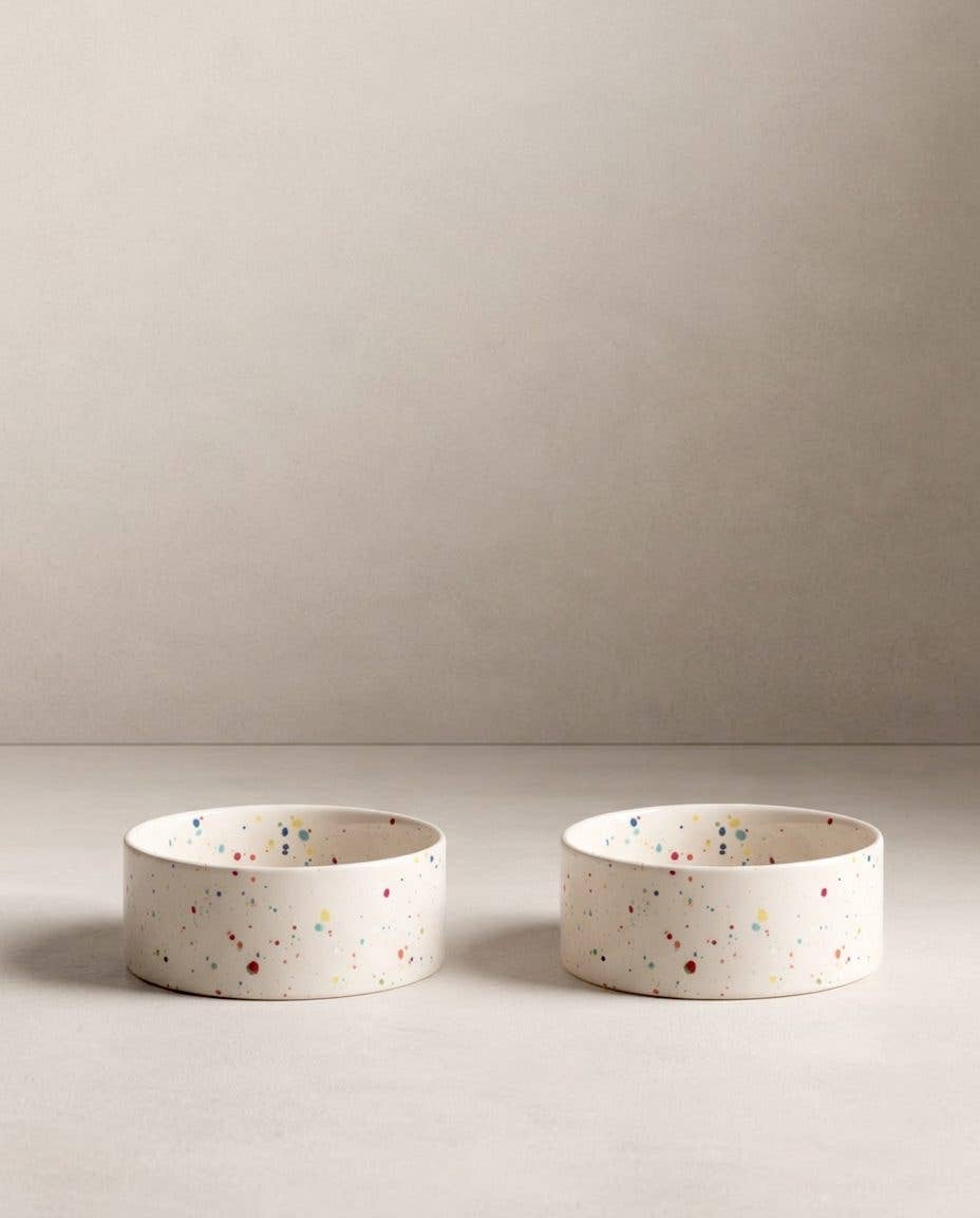 Set van 2 hondenvoerbakjes 16,5cm Egg Back Home Wit