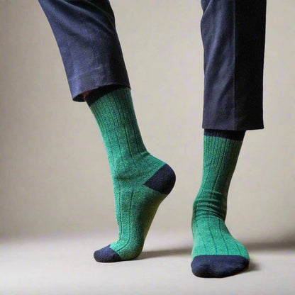 Klue merinosokken met perfecte pasvorm, Groen-Zwart
