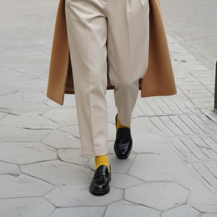 Gele sokken Klue geven je outfit in één seconde een upgrade.