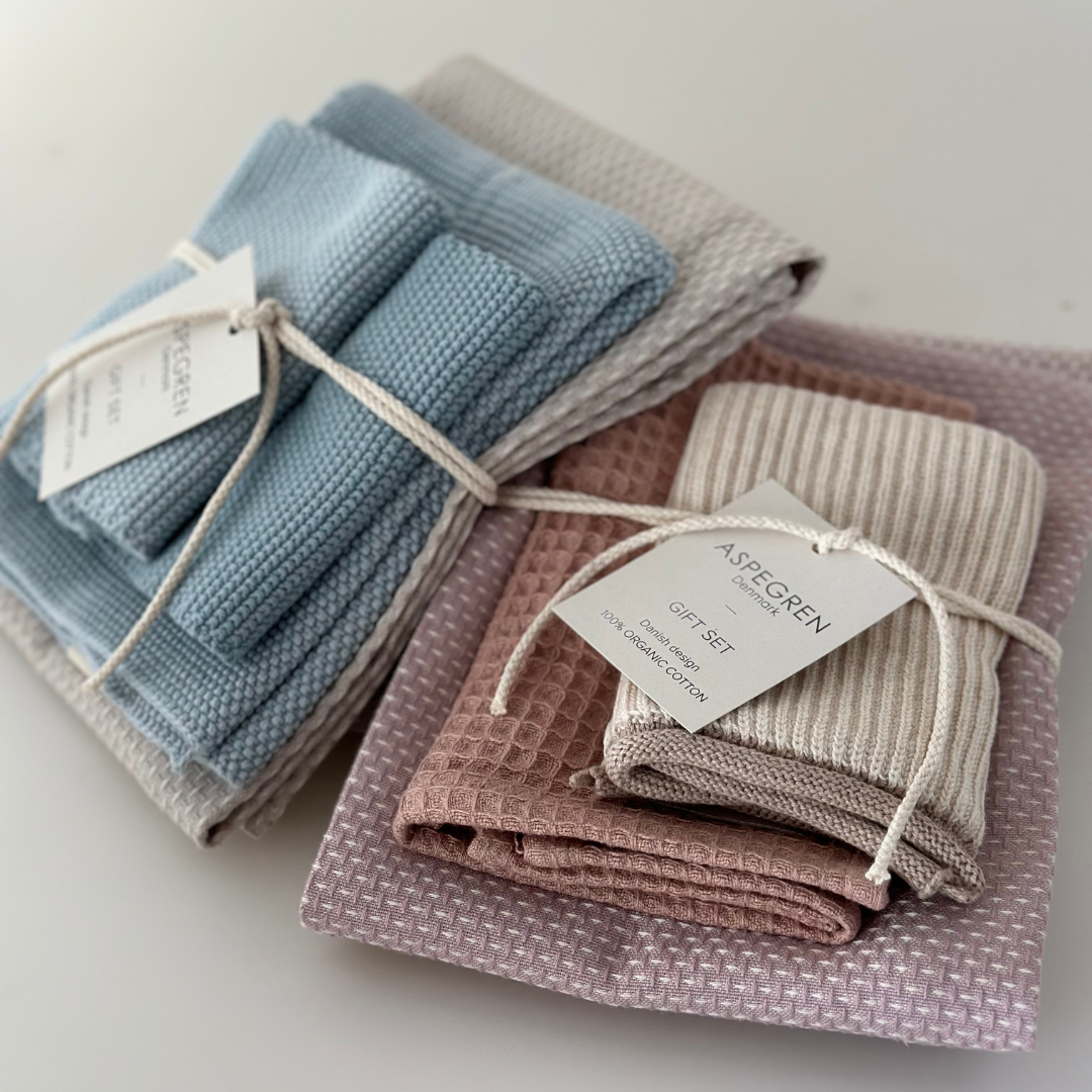 Scandinavisch design keukentextiel set met duurzame biologische katoen van Aspegren Denmark