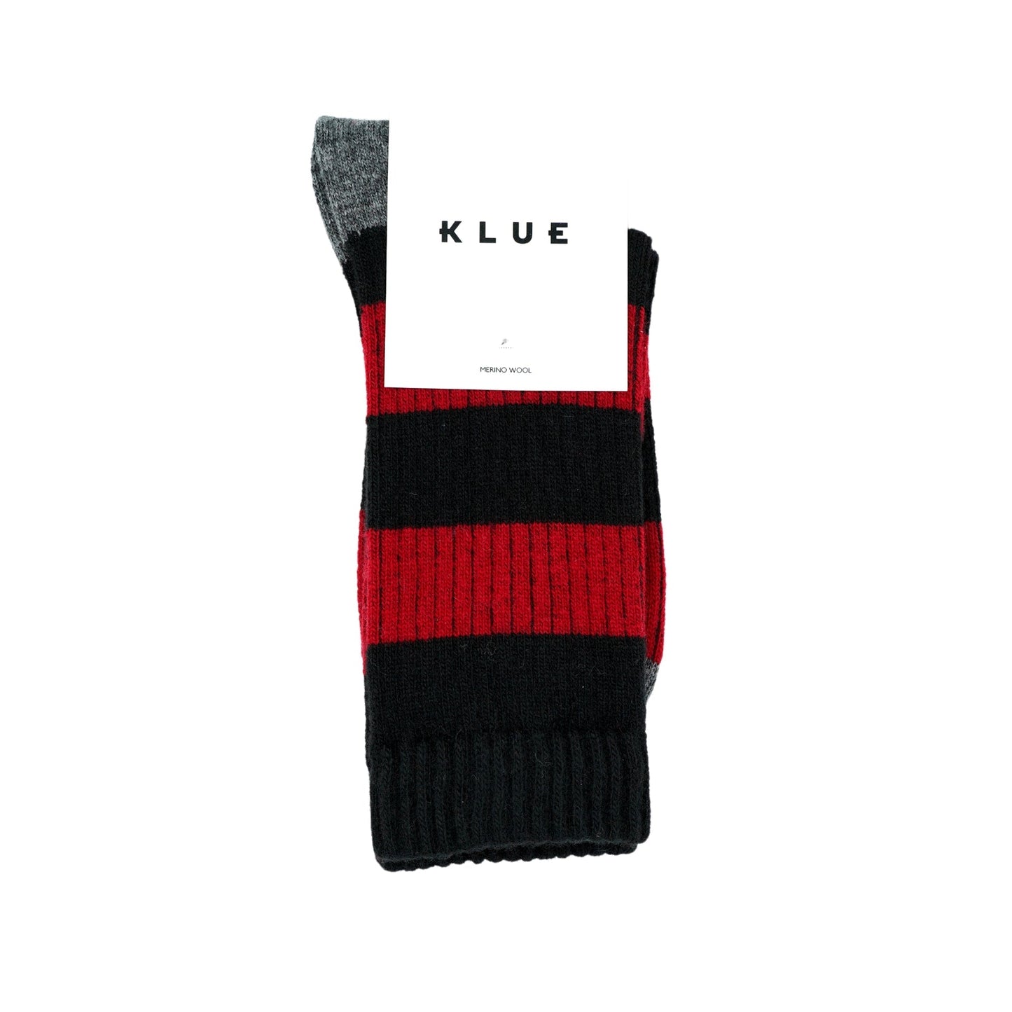 Merino sokken Klue in zwart met rode details, zachte merinowol textuur