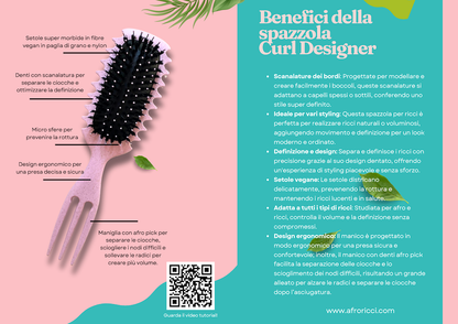 Curl Designer Brush Green - Curl Brush for Curly & Afro Hair