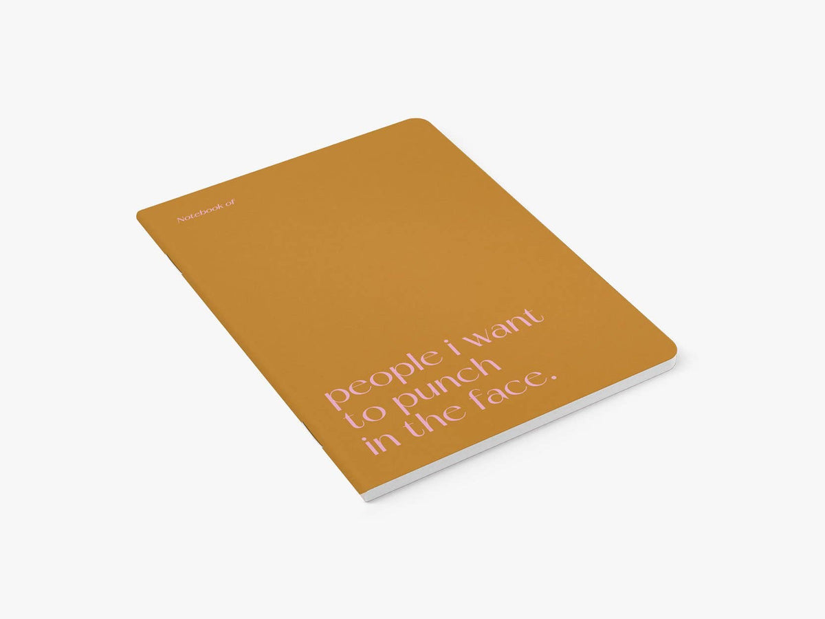 Notitieboek 'People I want to punch in the face' van typealive, schuin bovenaanzicht