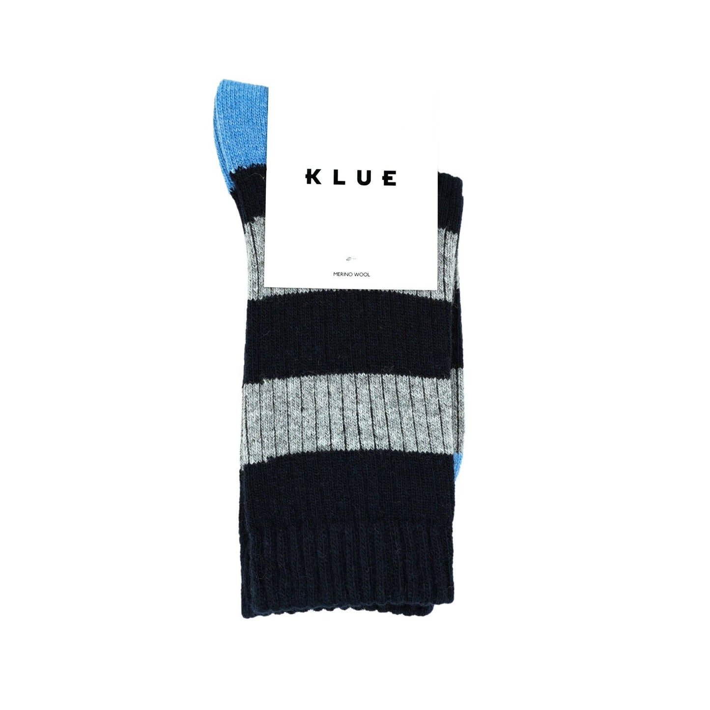 Klue Merinosokken Blauw en grijs gestreept