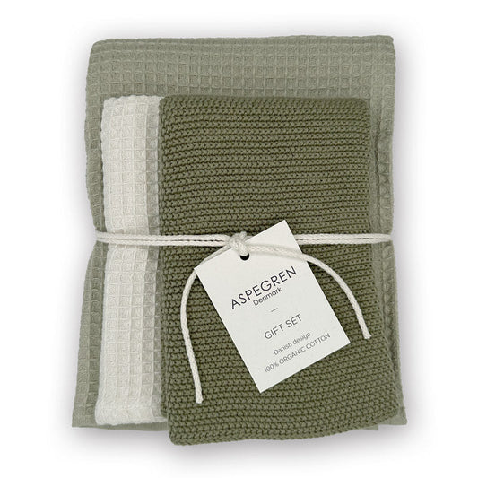 Aspegren Denmark keukenhanddoek cadeauset Artichoke in groene tinten