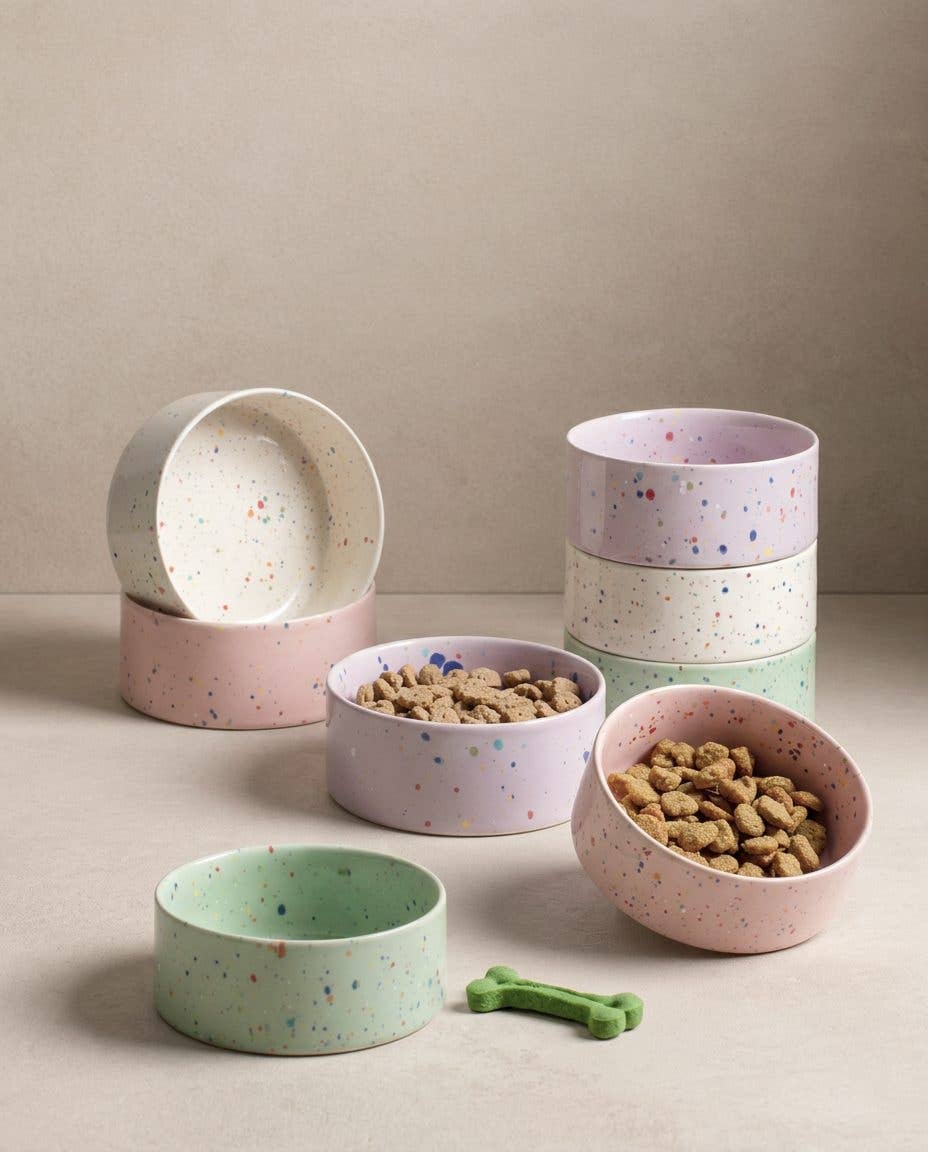 Set van 2 hondenvoerbakjes 14cm Egg Back Home Groen, Wit, Roze, Lila