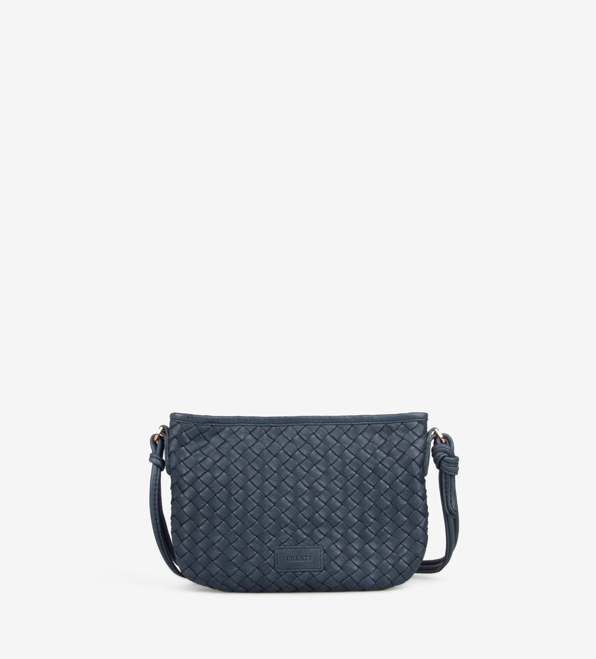 Brenda Lavish crossbody tas navy gevlochten rundleer