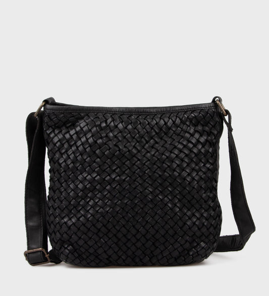 Carney Urban crossbody handtas van gewassen leer met gevlochten patroon