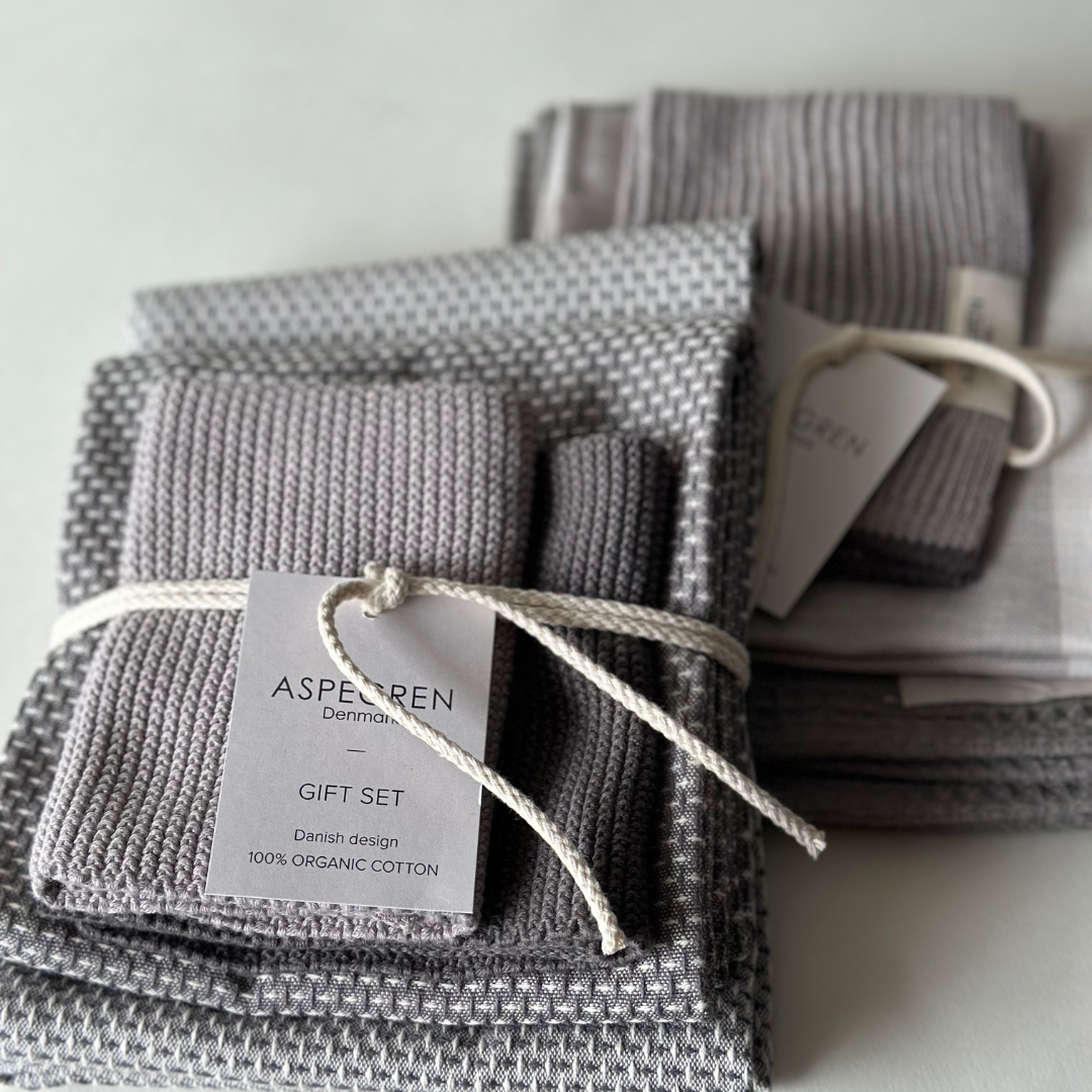 Aspegren Denmark Cadeauset Granite - Complete set 2 theedoeken en 2 vaatdoekjes