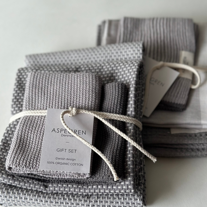 Aspegren Denmark Cadeauset Granite - Complete set 2 theedoeken en 2 vaatdoekjes