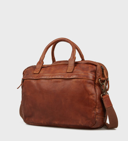Stijlvolle laptoptas Montana cognackleur