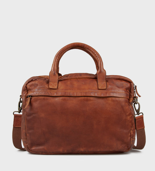 Stoere cognackleurige  Laptoptas 15inch Montana