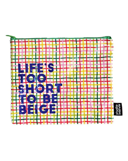 Make-up tas Studio Inktvis Life's too shrt to be beige