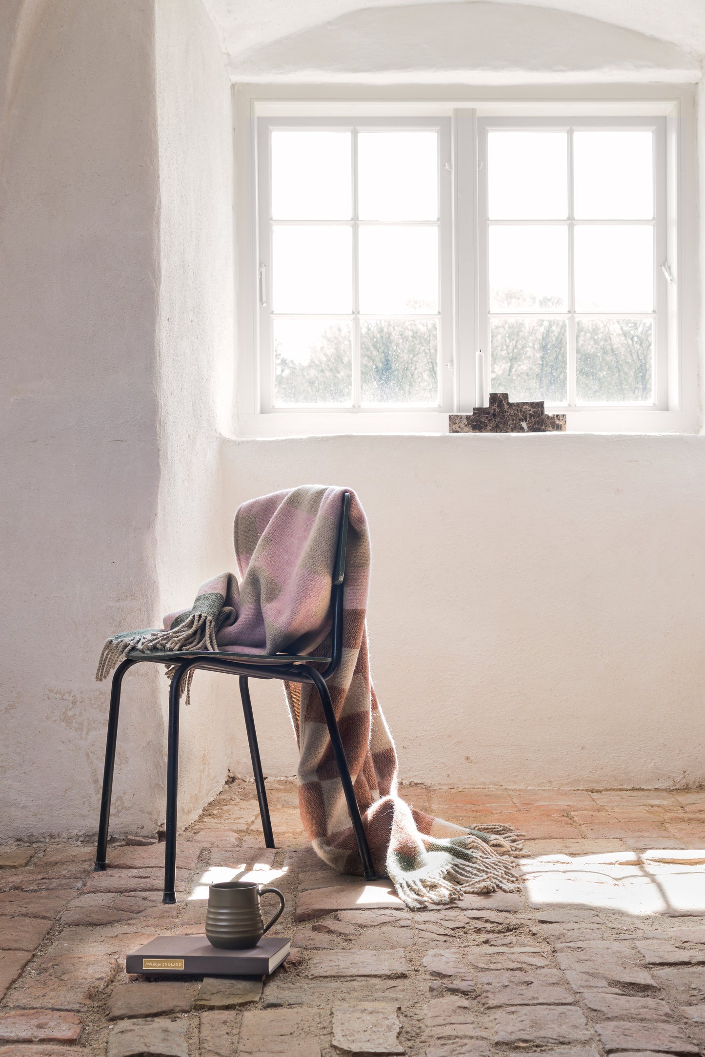 Maze Throw Mette Ditmer comfortabel en zachte plaid van recycled wol, Dusty Rose