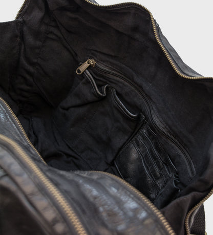 Binnenkant Safford Urban  Zwart. met laptop compartiment en organisatie vakken