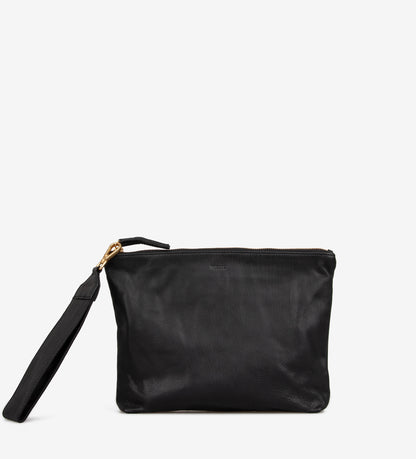 Svea Beauty clutch handtas zwart leer goudkleurige details