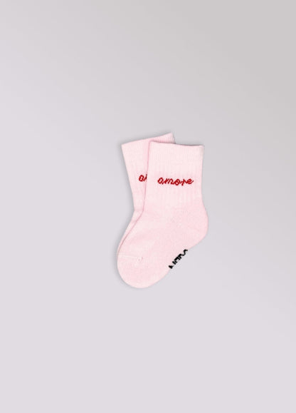 Paar lichtroze babysokken Amore van No Bad Days Club, productfoto