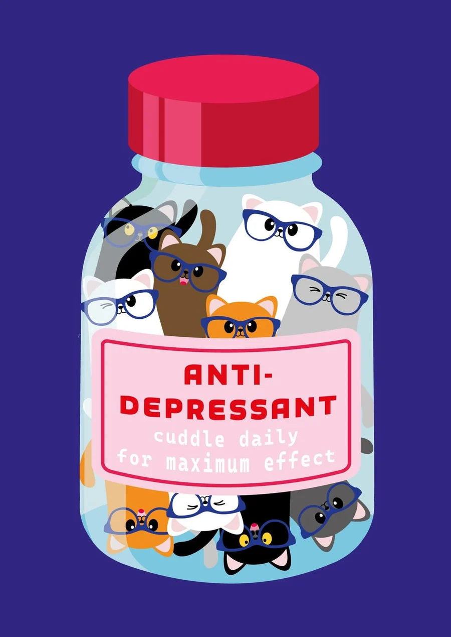 Postkaart anti-depressant cuddle daily for maximum effect, Studio Inktvis