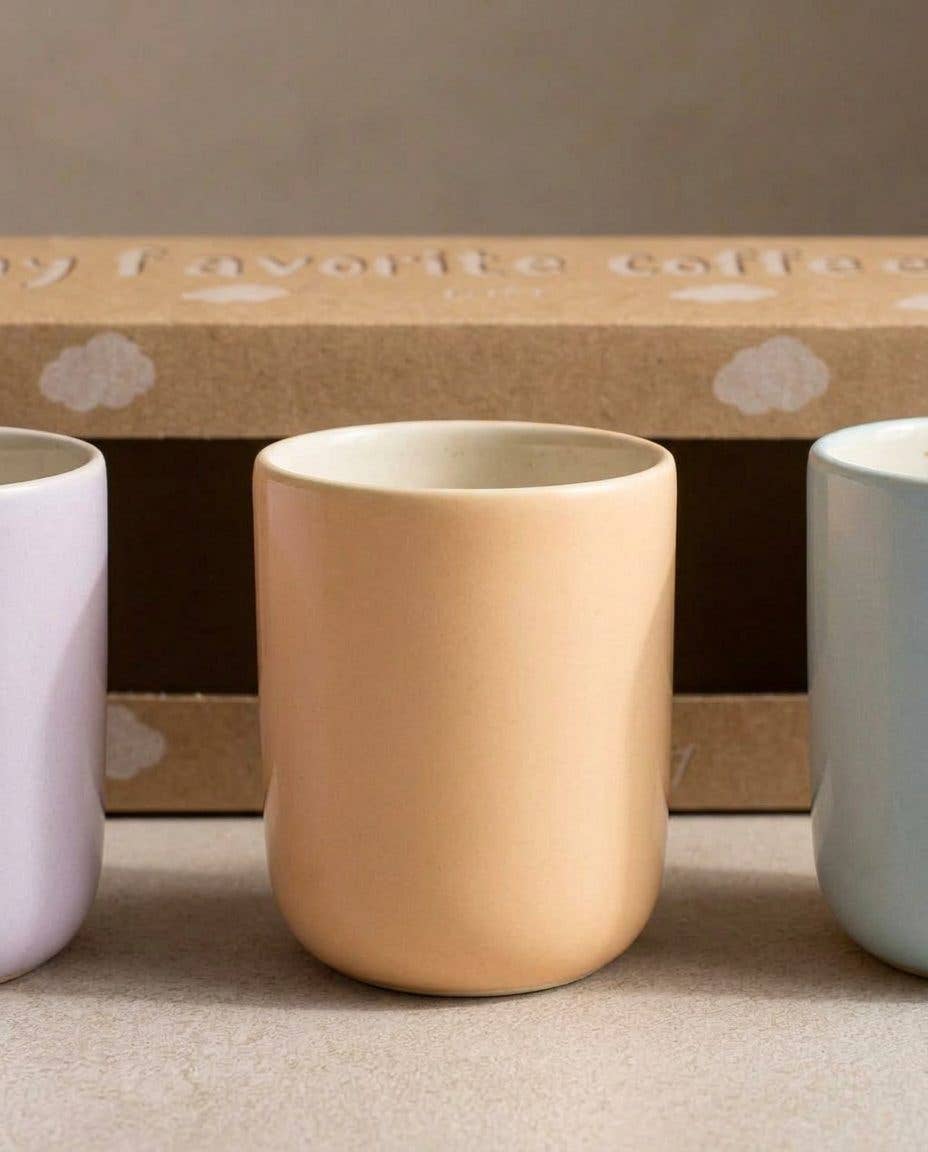 Set van 6 espressotasjes-eierdopjes Egg Back Home in verschillende kleuren