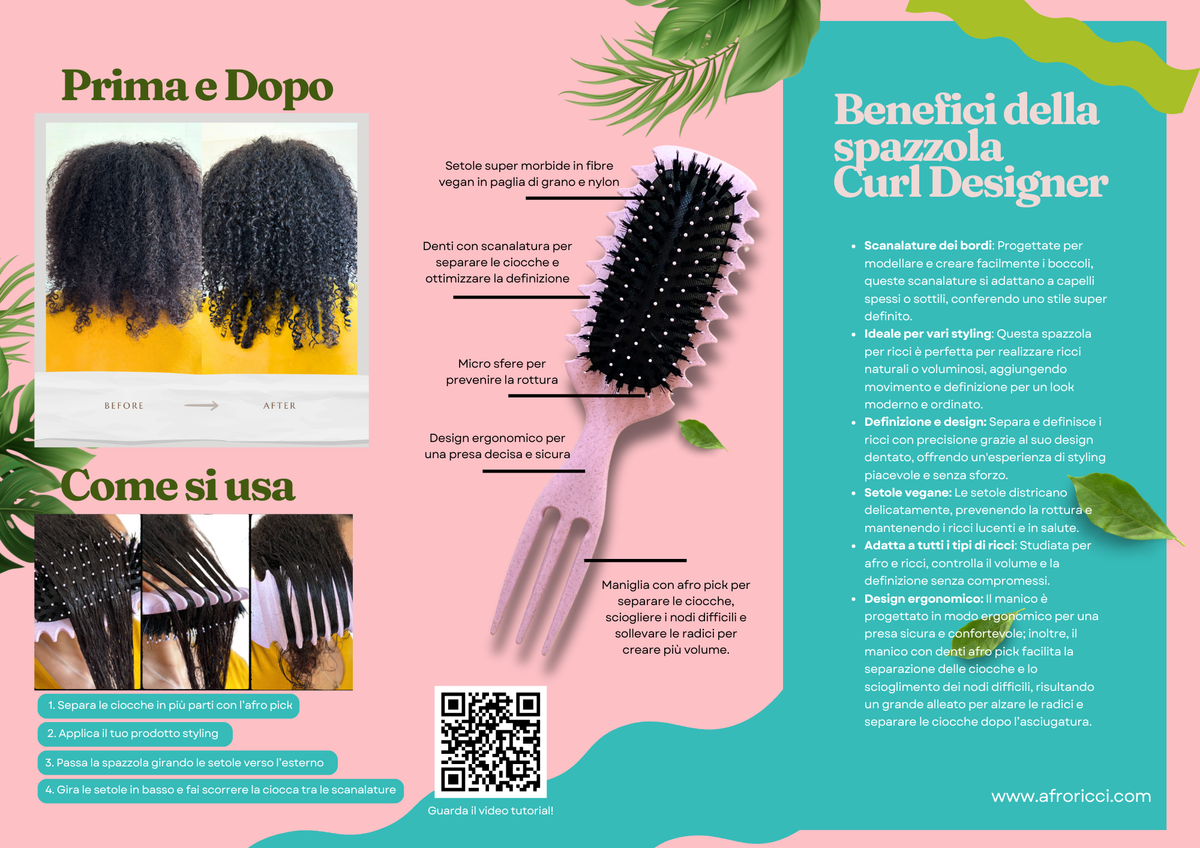 Curl Designer Brush Green - Curl Brush for Curly & Afro Hair