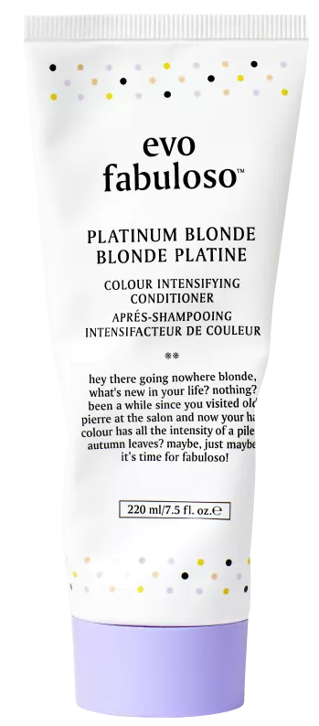 Evo fabuloso platinum blond conditioner is geschikt voor blond, geblondeerd, opgelicht haar en natuurlijk grijs of wit haar dat snel een warme, gelige of doffe gloed krijgt.
