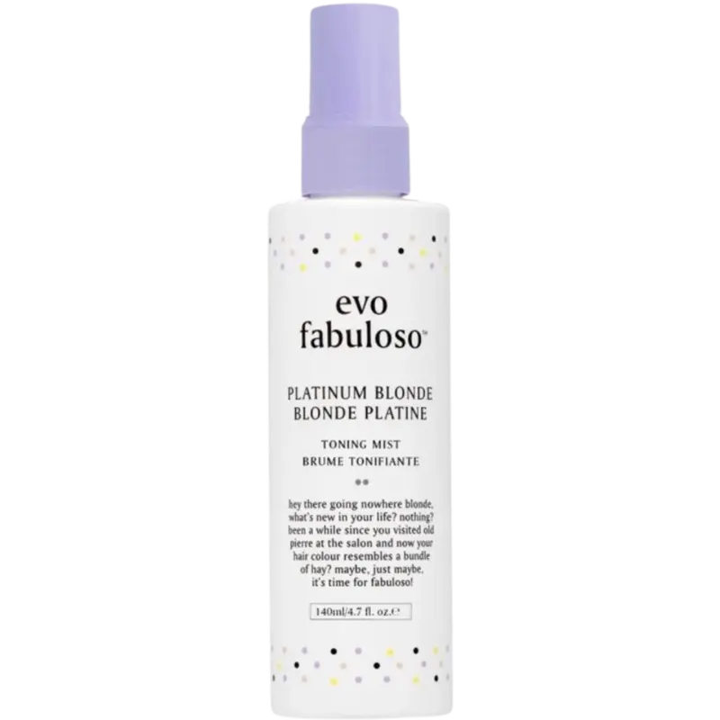 Evo fabuloso platinum blonde toning mist is de perfecte, snelle stylingstap na het wassen of tussen de wasbeurten door om die frisse, koele salon-look te behouden.
