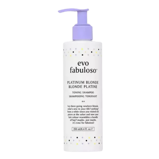 Evo fabuloso platinum blonde shampoo is geschikt voor blond, geblondeerd, highlights en natuurlijk grijs of wit haar dat snel een warme, gelige of doffe gloed krijgt. Dankzij de milde, hydraterende formule is deze shampoo zacht genoeg voor beschadigd of chemisch behandeld haar.