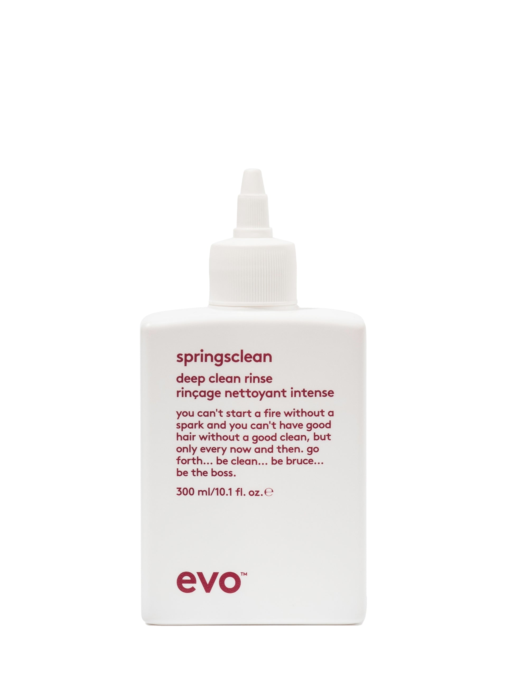 Evo springsclean deep clean rinse is het ideale wekelijkse of tweewekelijkse product voor krullenbollen die veel stylingproducten gebruiken en last hebben van futloze, zware of snel vet wordende krullen.
