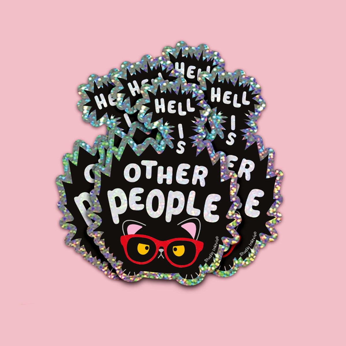 Glitter sticker Hell is other people van Studio Inktvis, foto 2