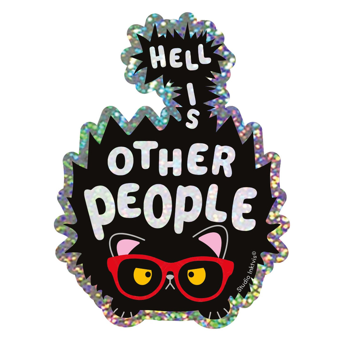 Glitter sticker Hell is other people van Studio Inktvis, foto 3