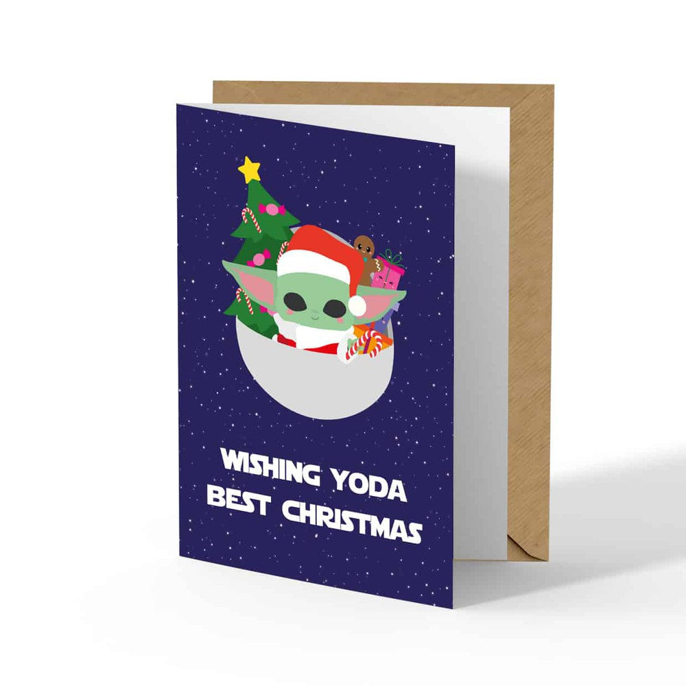 Kerstkaart Wishing Yoda best Christmas van Studio Inktvis, sfeerfoto