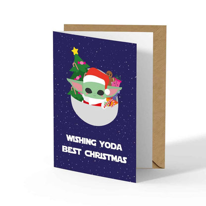 Kerstkaart Wishing Yoda best Christmas van Studio Inktvis, sfeerfoto