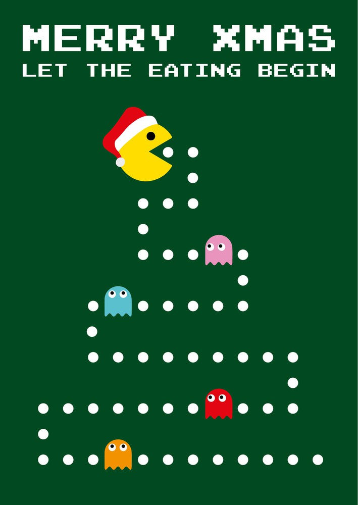 Postkaart Merry xmas let the eating begin Studio Inktvis