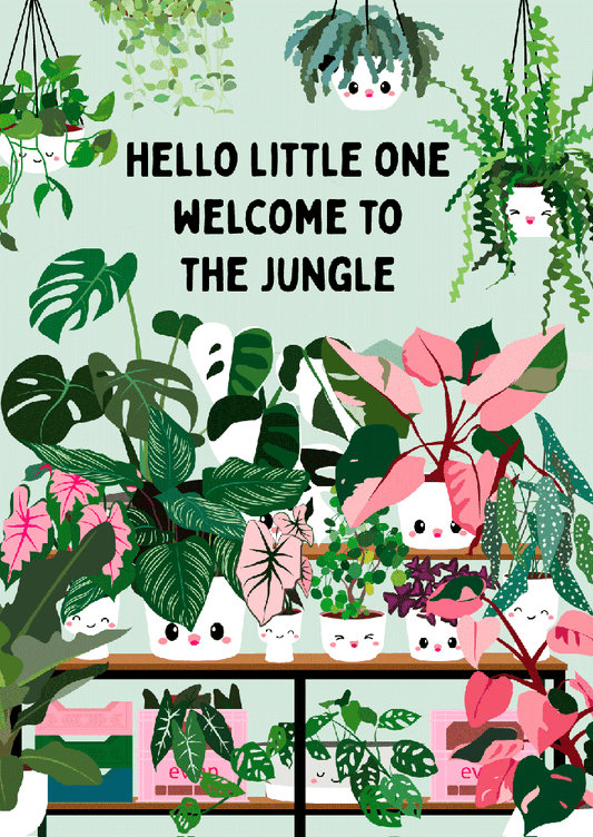 Postaart Studio Inktvis Hello little one welcome to the jungle