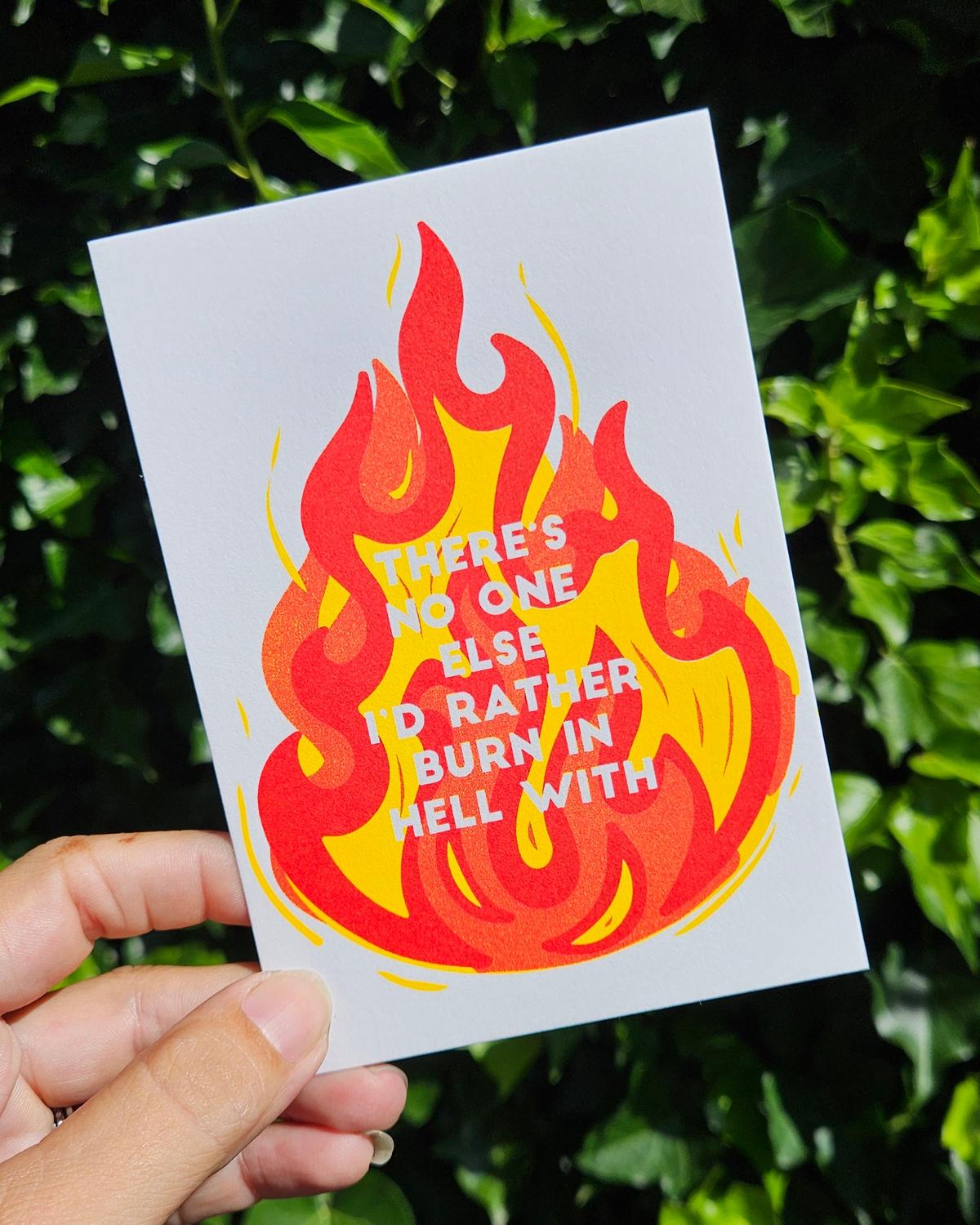 Postkaart There's no one I rather burn in hell with van Studio Inktvis, foto 2