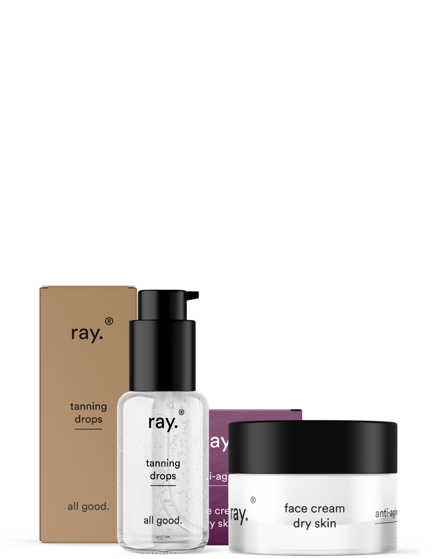 RAY Anti-Aging Routine producten - Belgische zelfbruinende druppels en anti-aging gezichtscrème - droge huid