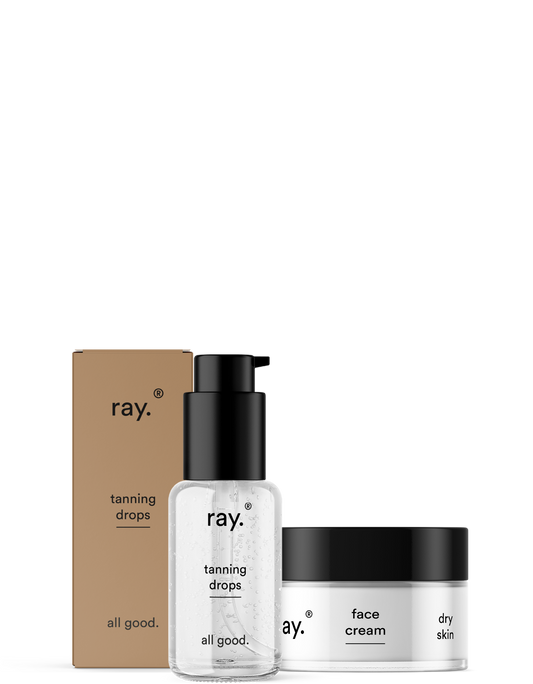 RAY Zelfbruinende Gelaatsroutine set - Tanning Drops 30ml en Dag- en Nachtcrème 50ml voor Droge Huid